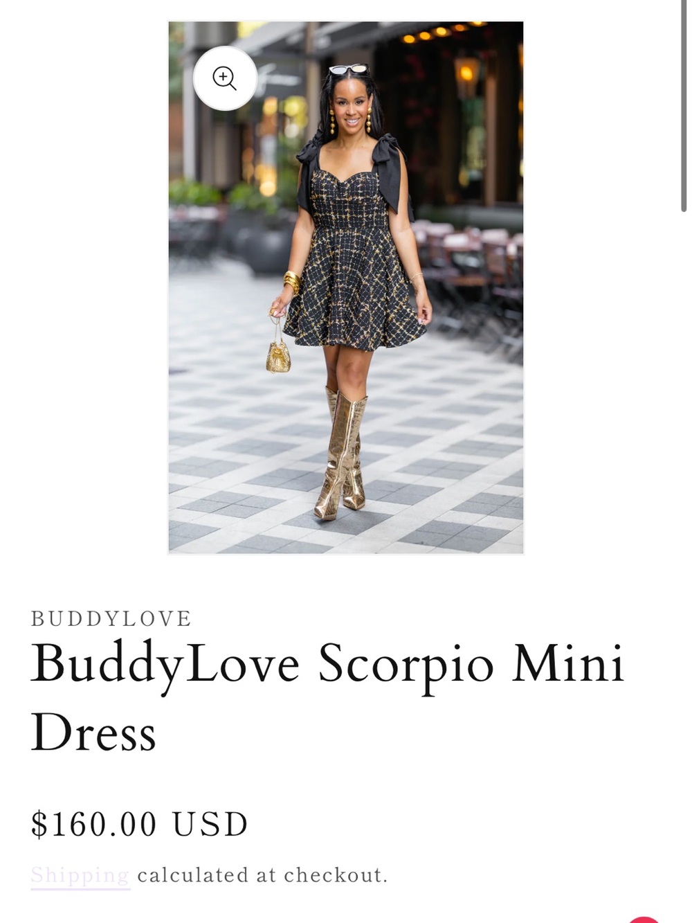 Beautiful tweed black and gold Buddy Love dress
